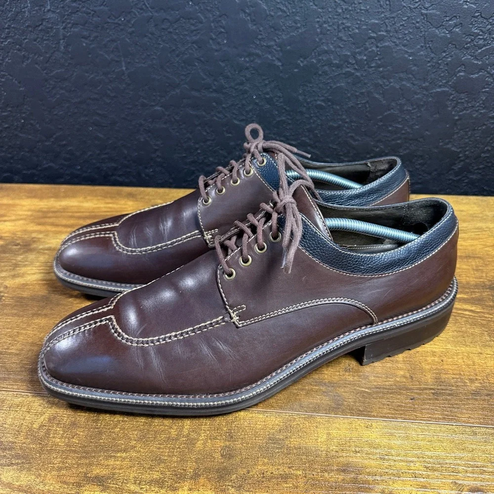 Cole Haan Split Toe C03889 Brown Leather Oxford Shoes Mens Size 12M